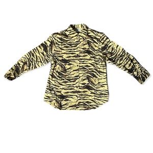 New Vintage Kunto Silk Zebra Button Up Brown Tan Long Sleeve T-shirt